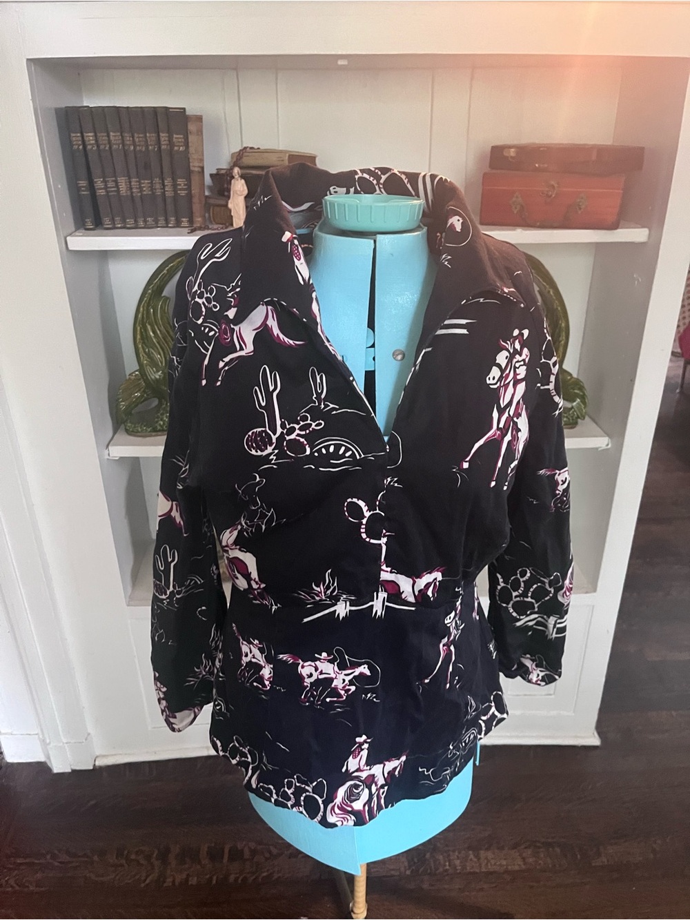 Pinup Couture Black Western-Print Women's blouse